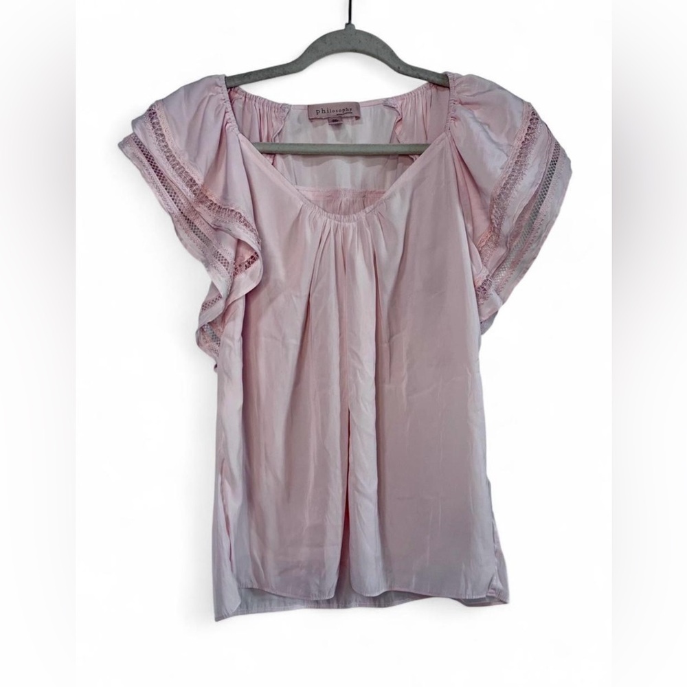 Philosophy Pink Lace Blouse Butterfly Sleeve Top Women’s Small Romantic Top